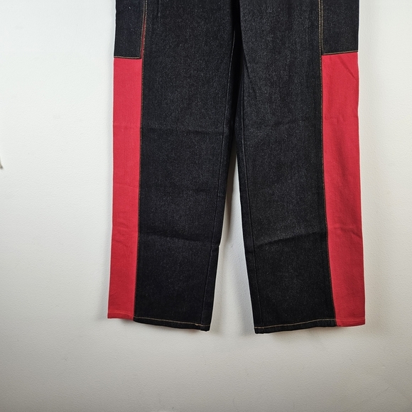 Finesse Black Red Patchwork Wide Leg Jeans Size S US 4-6 NWOT Statement - Picture 2 of 8